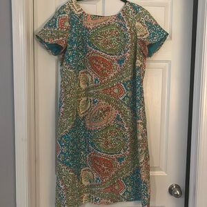 NWOT TALBOTS 14W SILK SHEATH DRESS IN A PAISLEY LIKE PATTERN